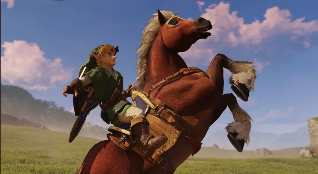 Mounted traversal across a wide-angle view of Hyrule Field.