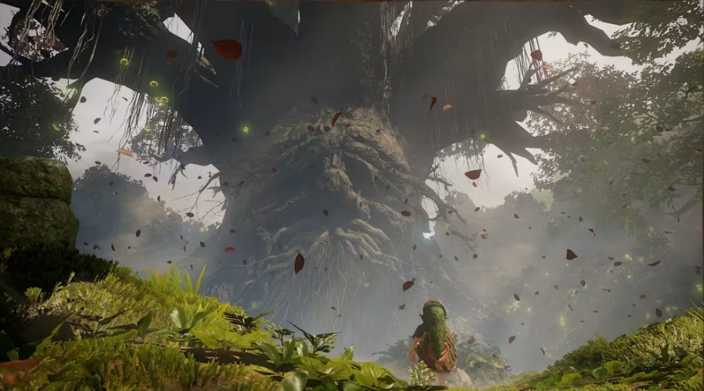 The guardian spirit of Kokiri Forest, featuring volumetric lighting and dense foliage.