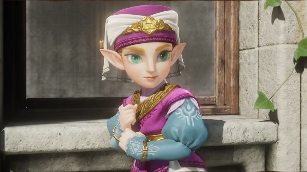 High-polygon model render at Hyrule Castle overlooking the courtyard.